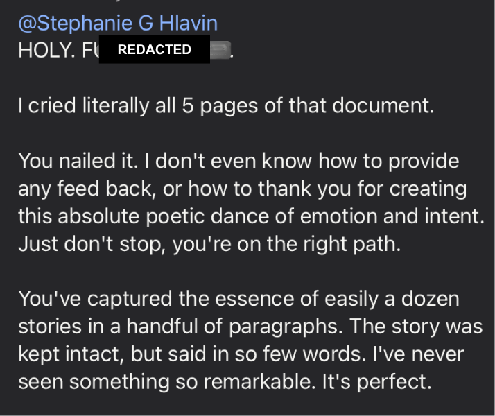 Client feedback testimonial